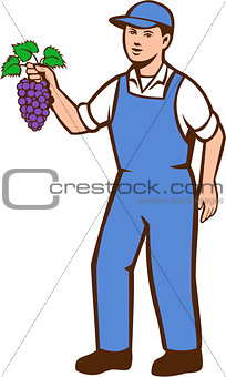 Organic Farmer Boy Grapes Standing Retro