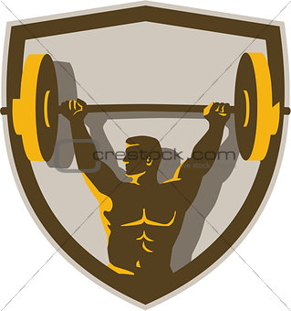 Weightlifter Lifting Barbell Crest Retro