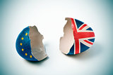 cracked eggshell patterned with the European and the British fla