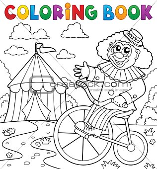 Coloring book clown near circus theme 3