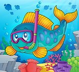 Fish snorkel diver theme image 2