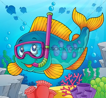 Fish snorkel diver theme image 2