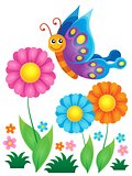 Flowers and happy butterfly theme 1