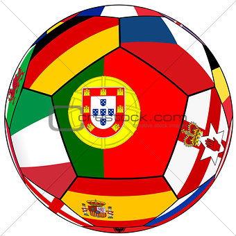 Ball with flag of Portugal in the center - vector
