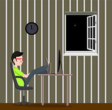 A boy watching TV on The Night. Vector illustration