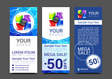 set of vertical banners with abstract full color logo