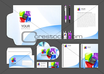set of corporate identity business including color abstract logo