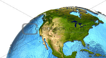 North American continent on Earth