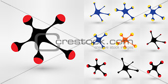 Vector illustration background set of communication graphic concept. Design composition dedicated to integrated company system structure and teamwork.  Editable logo geometry.