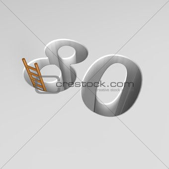 number eighty and ladder - 3d rendering