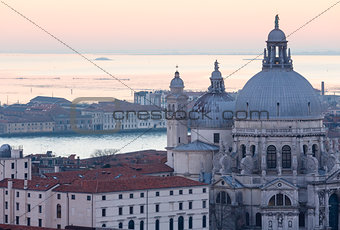 Venice city (Italy) sunset view.