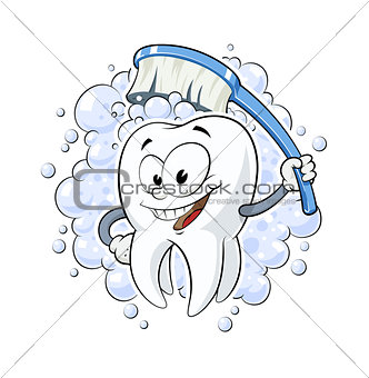 Healthy tooth with dental brush