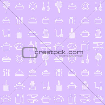 Seamless line kitchen icons background