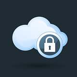 Safe cloud computing - cloud and padlock icon
