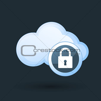 Safe cloud computing - cloud and padlock icon