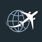 Travel around the world - airplane flying around the globe
