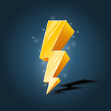 Golden, forked lightning icon with sparkles