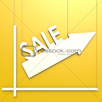 Sale word with chart hang on yellow background
