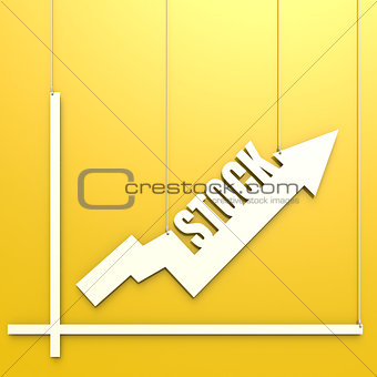 Stock word with chart hang on yellow background