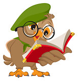 Owl reading book scout