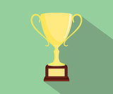 trophy flat isolated with green background and long shadow