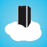 cloud server with clouds and database illustration