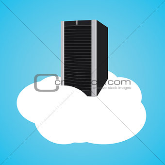cloud server with clouds and database illustration