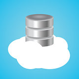 cloud database with clouds and data base illustration