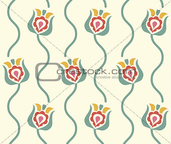 stylized floral background. Retro seamless pattern