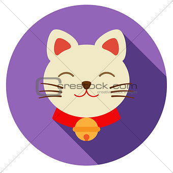 Lucky cat icon flat