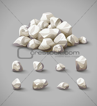 Set of rocks and stone pile vector
