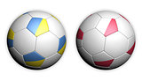 Football championship in Europe; soccer ball with flags: Poland and Ukraine