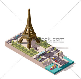 Vector isometric map of the Eiffel Tower
