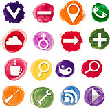 vector colorful watercolor business icons set