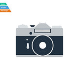 Flat design icon of retro photo camera