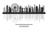 London skyline, black and white stylish silhouette