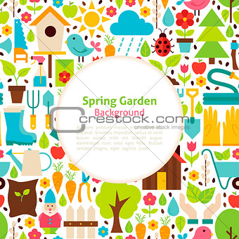 Flat Spring Garden Vector Background