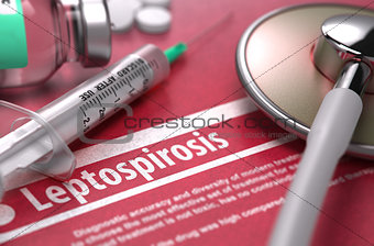 Leptospirosis. Medical Concept on Red Background.