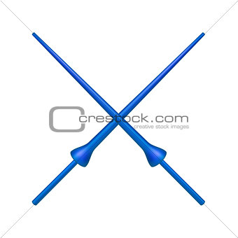 Two crossed lances in blue design