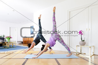 yoga at home down dog split pose