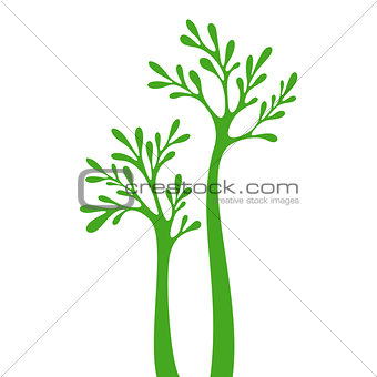 Tree silhouette isolated on white background.