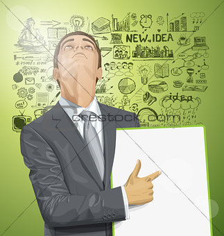 Vector Businessman With Empty Write Board