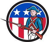 American Revolutionary Soldier USA Flag Circle Cartoon