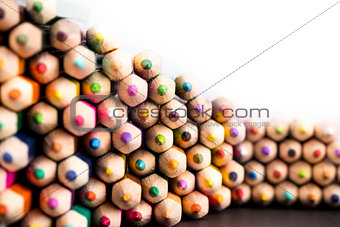 Close up shot of fading pencils pile