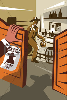 Cowboy Robber Stealing Saloon Poster