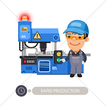 Worker and Milling Machine