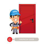 Fireproof Door and Worker