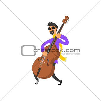Double Bass Player Vector Illustration