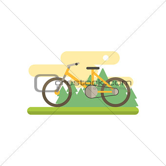 Bicycle With Landscape Illustration
