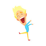Spiky Hair Blond Male Character Rejoicing